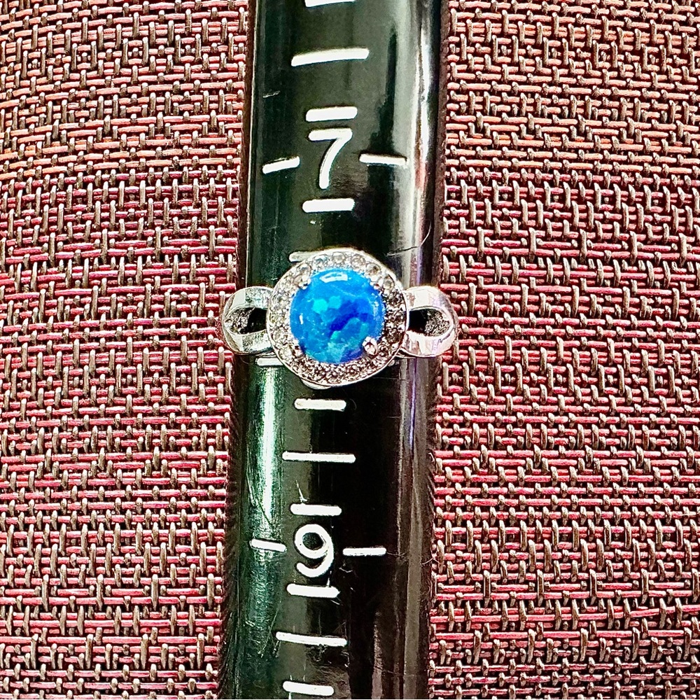 Fragrant Jewels Iridescent Opalish Blue and Silver Ring